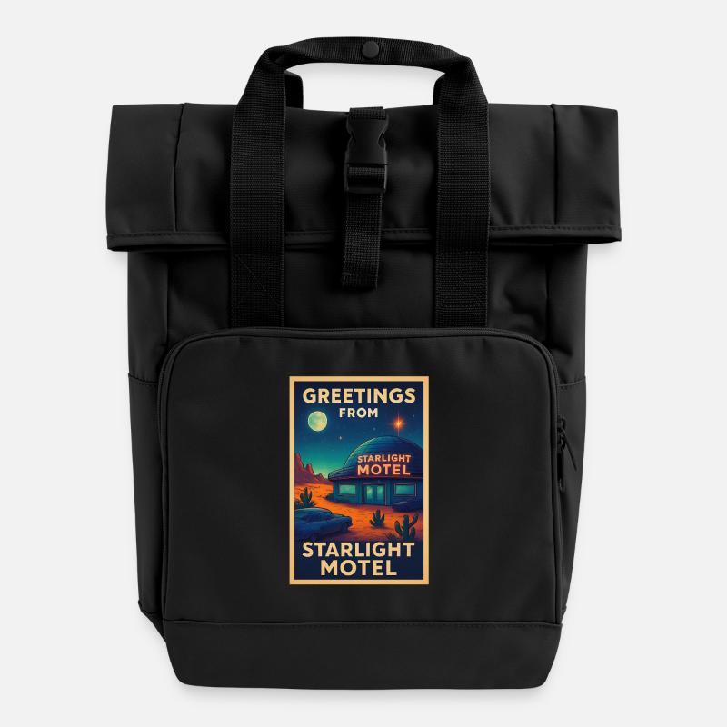 Starlight Motel Neon Desert Poster - Rolltop Rucksack mit zwei Griffen - Schwarz