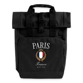 Paris France Coat of Arms Crown – Travel Souvenir - Roll Top Backpack with Two Handles - black - Front