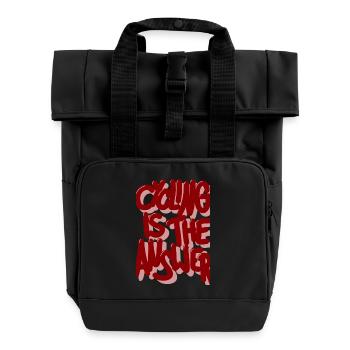 Cycling is the answer burgundy - Roll Top Backpack with Two Handles - black - Front