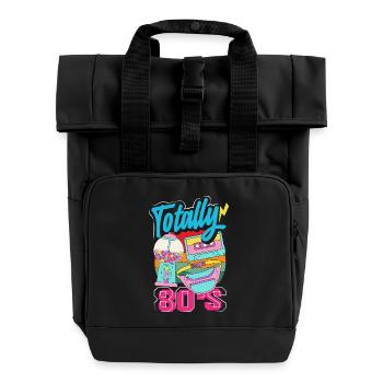 Retour rétro au design vintage des années 80 - Sac à dos Roll Top à deux anses - noir - Devant
