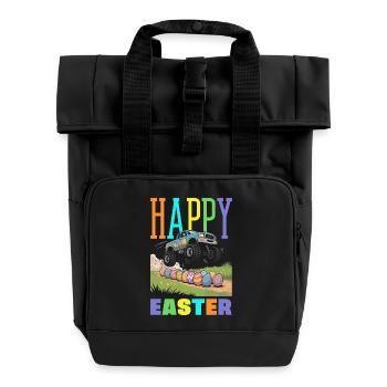 Frohe Ostern Süßer Osterhase Eiersuche Ostereier - Rolltop Rucksack mit zwei Griffen - Schwarz - Vorne
