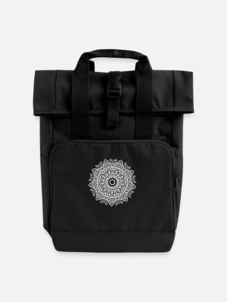 Mandala - Rolltop Rucksack mit zwei Griffen - Schwarz