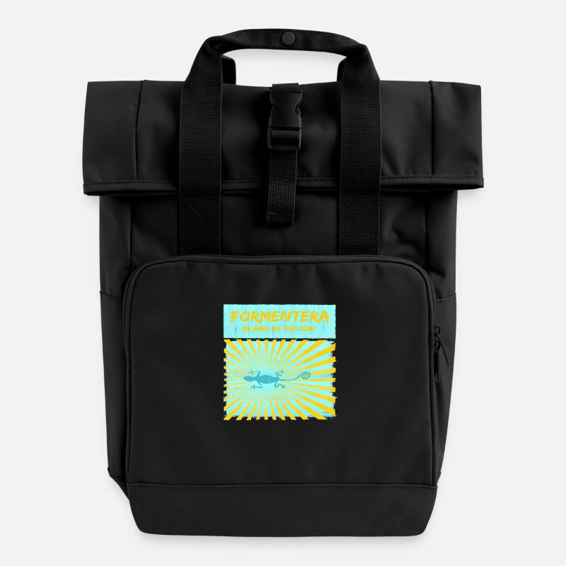 Formentera - island in the sun - Rolltop Rucksack mit zwei Griffen - Schwarz