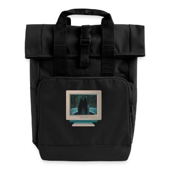 CRT design - Ghost girl 2 - Roll Top Backpack with Two Handles - black - Front