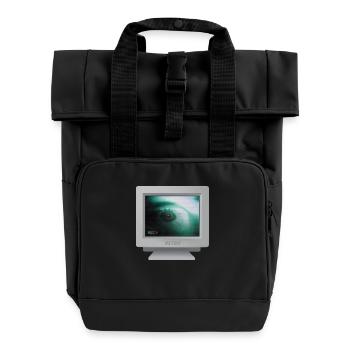 CRT design - I saw a witch! - Roll Top Backpack with Two Handles - black - Front
