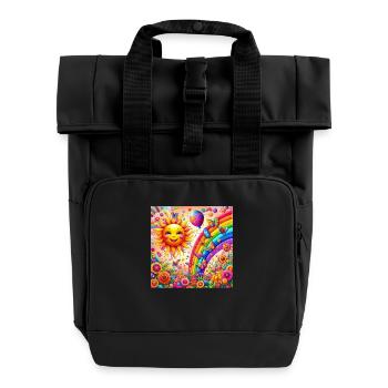 Kindercollektion - Rolltop Rucksack mit zwei Griffen - Schwarz - Vorne