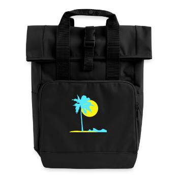 Palme Insel Strand Urlaub Sonne Meer Schön Abend - Rolltop Rucksack mit zwei Griffen - Schwarz - Vorne