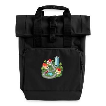 Auto Spielmatte - Vatertag mit Autos - Rolltop Rucksack mit zwei Griffen - Schwarz - Vorne