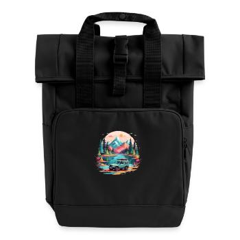 Ruhige Landschaft Ruhig Beschauliche Natur Im Freien - Rolltop Rucksack mit zwei Griffen - Schwarz - Vorne