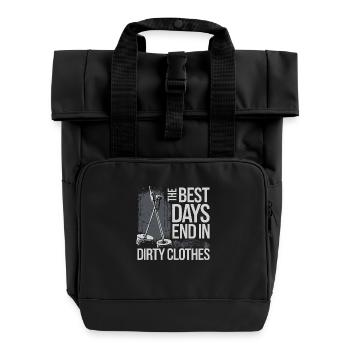 Discover adventures in the ground - Roll Top Backpack with Two Handles - black - Front