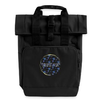 Inspire Love: Starry Pattern Art - Roll Top Backpack with Two Handles - black - Front