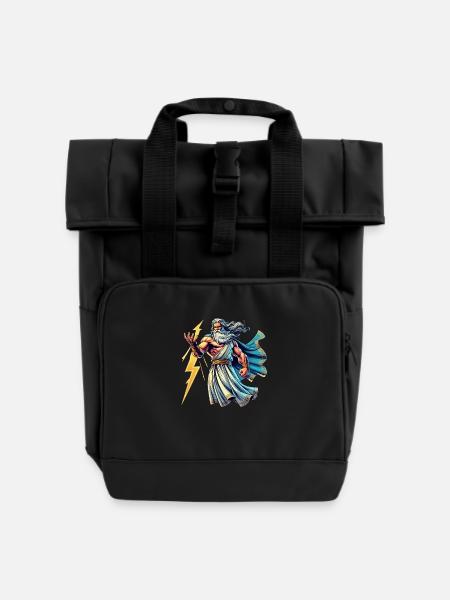 zeus comic - Rolltop Rucksack mit zwei Griffen - Schwarz
