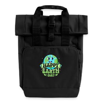 Happy Earth Day Planet Environmental - Rolltop Rucksack mit zwei Griffen - Schwarz - Vorne
