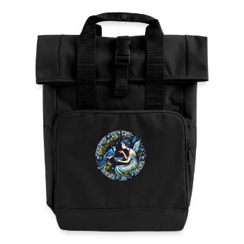 Blauhäher Fee - Rolltop Rucksack mit zwei Griffen - Schwarz - Vorne