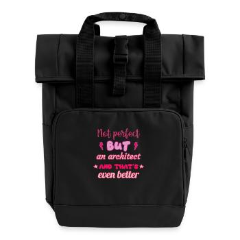 Nicht perfekt, aber Architekt - Rolltop Rucksack mit zwei Griffen - Schwarz - Vorne