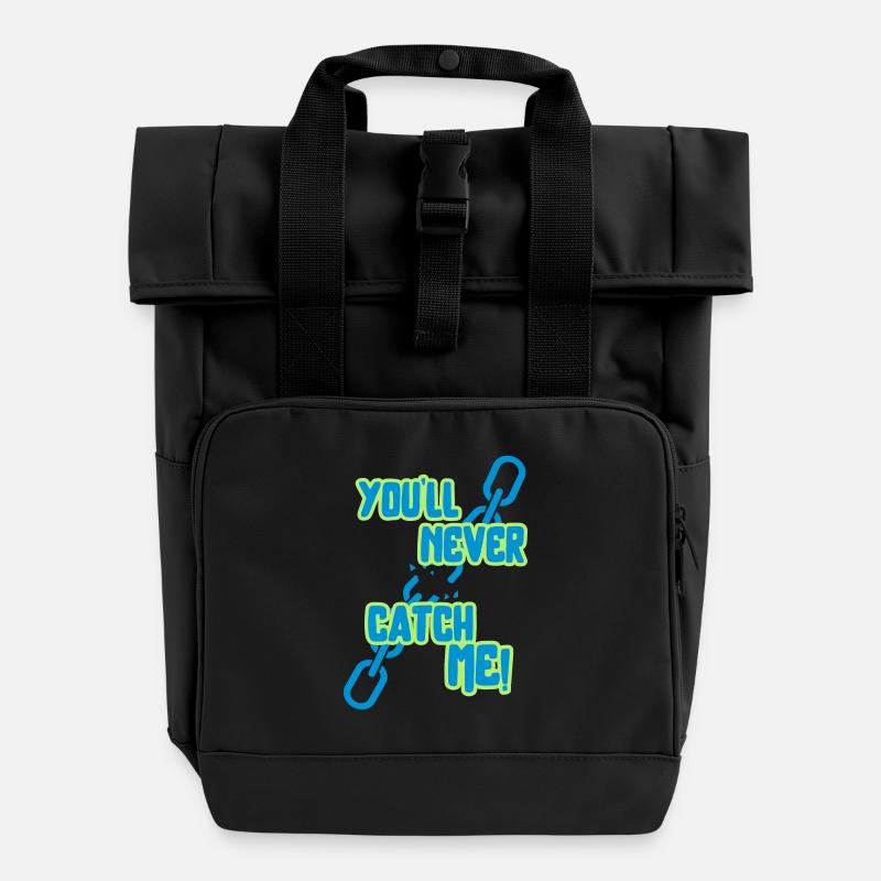 you'll never catch me - Rolltop Rucksack mit zwei Griffen - Schwarz