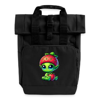 Bizarre Alien fraise chapeau dessin animé fruit - Sac à dos Roll Top à deux anses - noir - Devant
