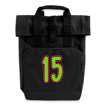 15. 15 JAHRE. 15. JAHRESTAG. 15-JÄHRIGES JUBILÄUM. - Rolltop Rucksack mit zwei Griffen - Schwarz - Vorne