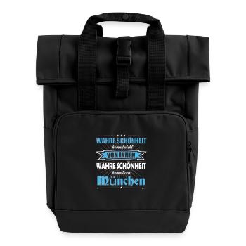 Wahre Schönheit kommt aus München Design - Rolltop Rucksack mit zwei Griffen - Schwarz - Vorne