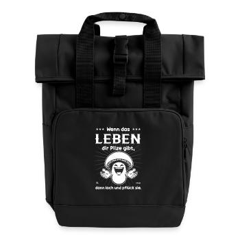 Lustiges Pilze Design für den Pilzsammler - Rolltop Rucksack mit zwei Griffen - Schwarz - Vorne