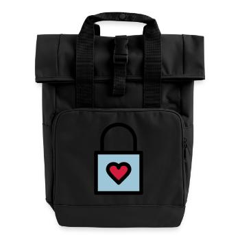 Padlock, love lock - Roll Top Backpack with Two Handles - black - Front