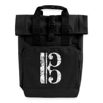C-Schlüssel für Bratsche, Viola, Cello und Posaune - Rolltop Rucksack mit zwei Griffen - Schwarz - Vorne