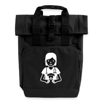 Gardienne d’animaux - Sac à dos Roll Top à deux anses - noir - Devant