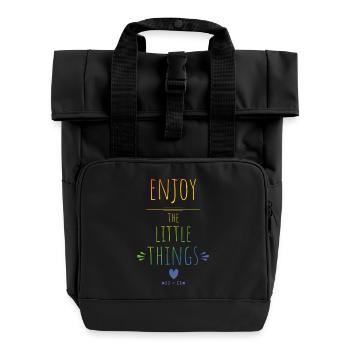 enjoy the little things regenbogen - Rolltop Rucksack mit zwei Griffen - Schwarz - Vorne