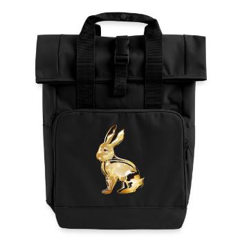 Lapin de couleur or coloré en chrome - Sac à dos Roll Top à deux anses - noir - Devant