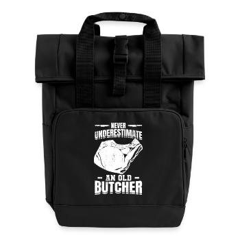 Butcher Grandfather - Roll Top Backpack with Two Handles - black - Front