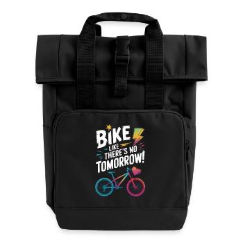 Fahrrad Motivierendes Zitat Design - Rolltop Rucksack mit zwei Griffen - Schwarz - Vorne