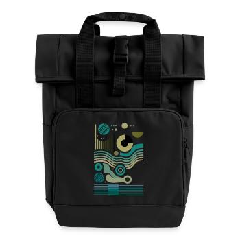 Fractal Pulse theme - Roll Top Backpack with Two Handles - black - Front