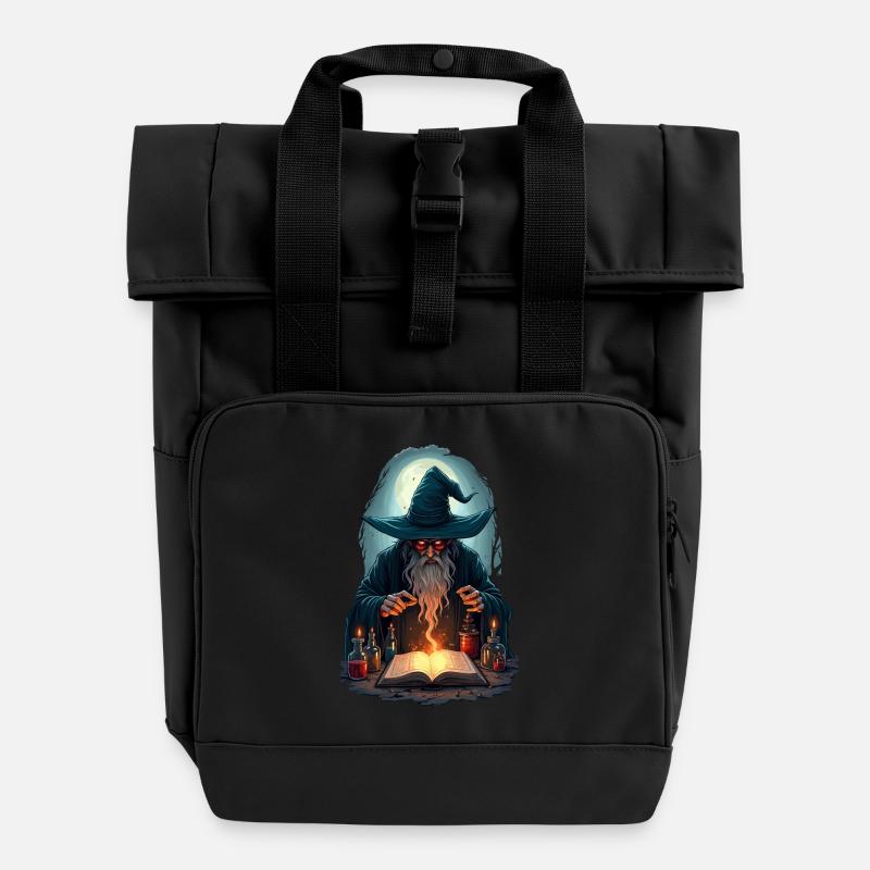 Meister der Zauberei - Rolltop Rucksack mit zwei Griffen - Schwarz
