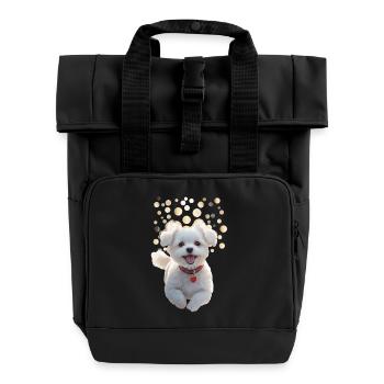 Lustiger kleiner Hundewelpe springt auf dich zu - Rolltop Rucksack mit zwei Griffen - Schwarz - Vorne