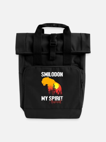 Säbelzahntiger - Rolltop Rucksack mit zwei Griffen - Schwarz