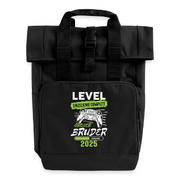 Level Einzelkind Complete Großer Bruder 2025 - Rolltop Rucksack mit zwei Griffen - Schwarz - Vorne