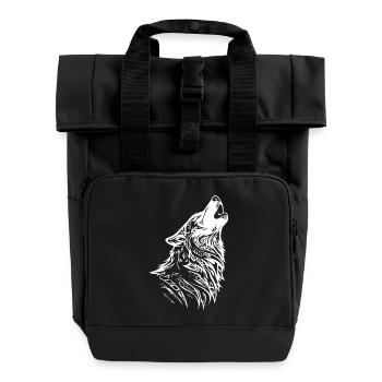 Kriegerischer Wolf mit Tribal-Design - Rolltop Rucksack mit zwei Griffen - Schwarz - Vorne