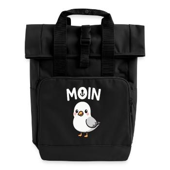 Jolie mouette avec des détails d'ancre - Sac à dos Roll Top à deux anses - noir - Devant