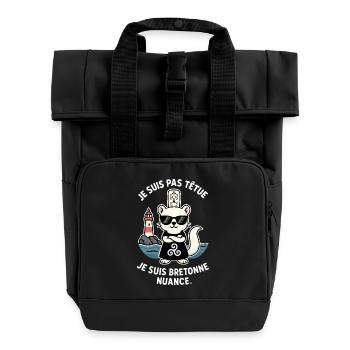 Je Suis Pas Têtue Hermine Bretonne Humour Bretagne - Sac à dos Roll Top à deux anses - noir - Devant
