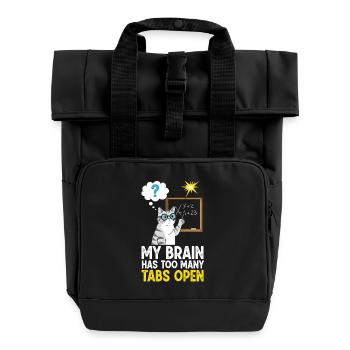 Humorvolles Katzenbild mit Schulkonzept - Rolltop Rucksack mit zwei Griffen - Schwarz - Vorne