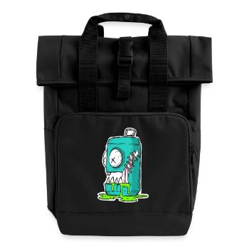 Monster Dose Cartoon Comic - Rolltop Rucksack mit zwei Griffen - Schwarz - Vorne