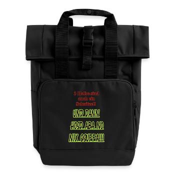 Halbe Schnitzel Spruch Shirt - Rolltop Rucksack mit zwei Griffen - Schwarz - Vorne