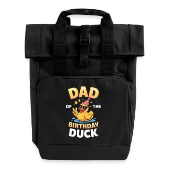 Geburtstags-Enten-Papa-Tee - Rolltop Rucksack mit zwei Griffen - Schwarz - Vorne
