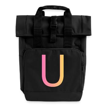 U - Roll Top Backpack with Two Handles - black - Front