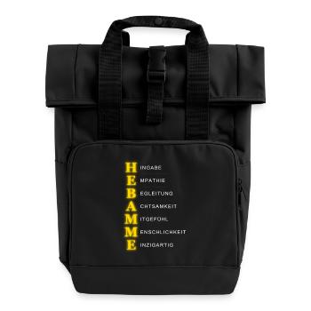 Hebamme Akrostichon – Herz & Hingabe - Rolltop Rucksack mit zwei Griffen - Schwarz - Vorne