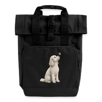 Pudel mit Schmetterling Design für Tierliebhaber - Rolltop Rucksack mit zwei Griffen - Schwarz - Vorne