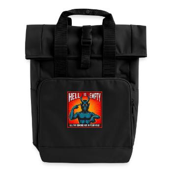 Rétro Vintage Démon Art Tête Ironique Sarcasme Citation - Sac à dos Roll Top à deux anses - noir - Devant