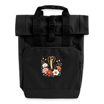Happy Lunar Year - Schlange 2025 - Rolltop Rucksack mit zwei Griffen - Schwarz - Vorne
