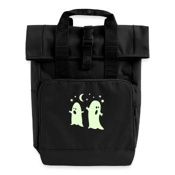 glow in the dark ghosts - Roll Top Backpack with Two Handles - black - Front