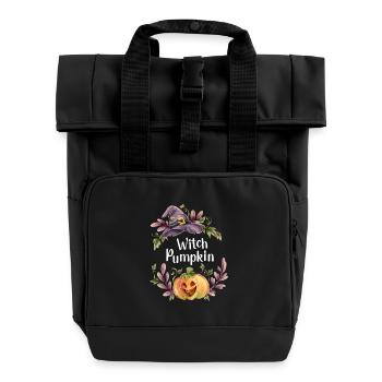 Citrouille Sorcière Florale - Sac à dos Roll Top à deux anses - noir - Devant